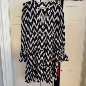 Pomander Place Navy Chevron Kenzo Dress XL